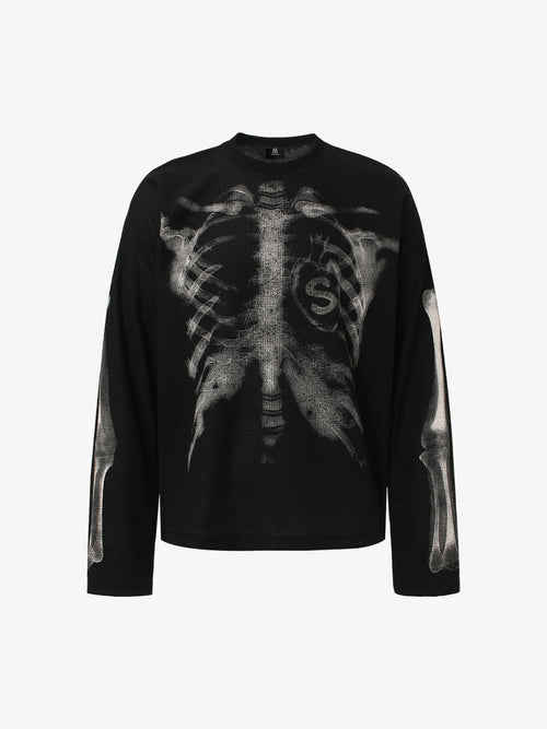 Skeleton Graphic Waffle Knit Sweatshirt