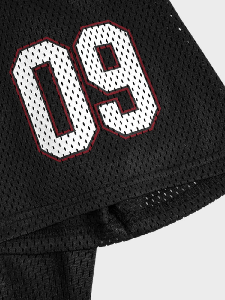 Mesh Varsity Short-Sleeve Sports Jersey with Oversized Numeral