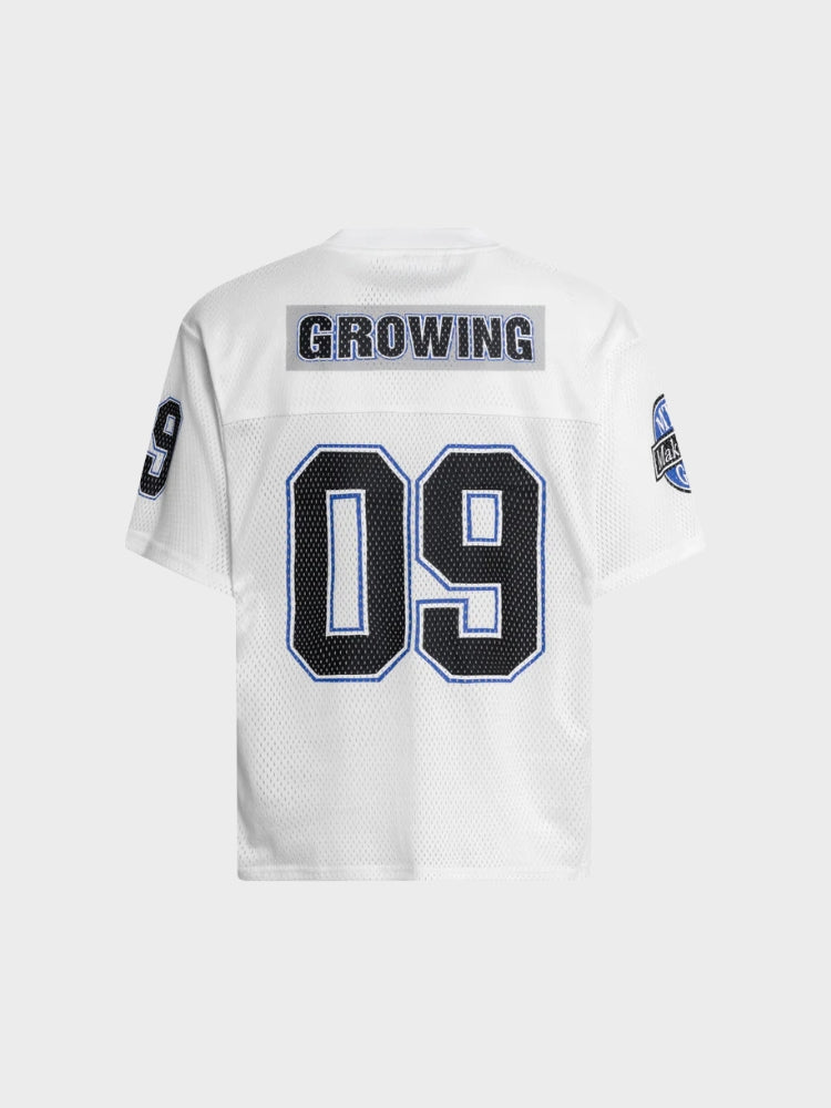 Mesh Varsity Short-Sleeve Sports Jersey with Oversized Numeral