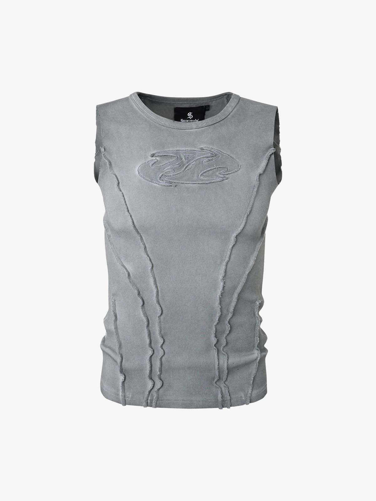 Revelse™  Ribbed Cotton-Blend Knit Vest Raw-Edge Seams