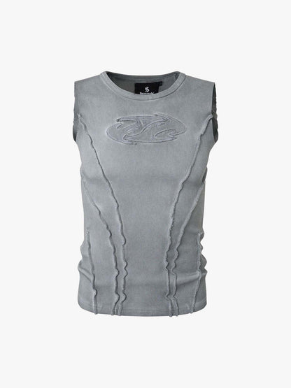 Revelse™  Ribbed Cotton-Blend Knit Vest Raw-Edge Seams
