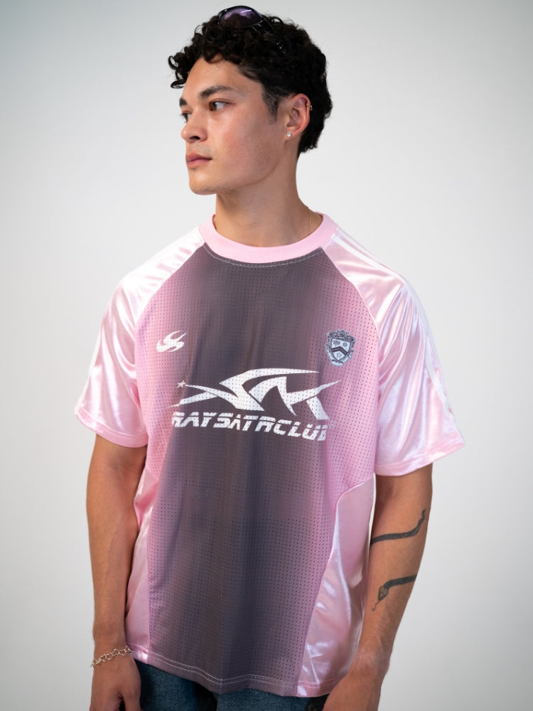 Distressed Football Mesh T-Shirt Cotton Blend