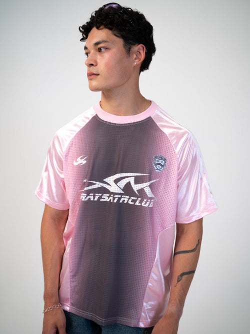 Distressed Football Mesh T-Shirt Cotton Blend