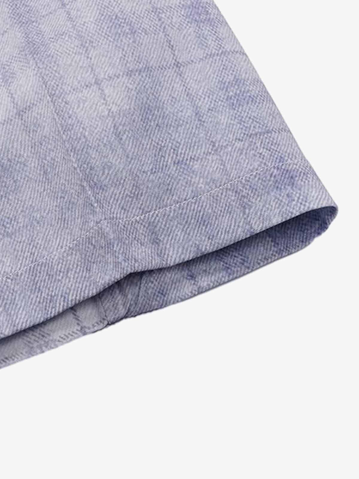 Revelse™ Vintage Washed Plaid Denim Texture Shirt Blue