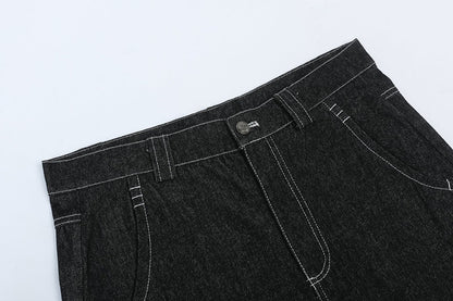 Men’s Graffiti Print Denim Shorts Hip-Hop Streetwear