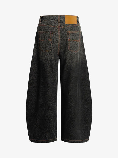 Revelse™ Leopard Print Denim Barrel Jeans