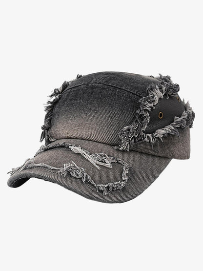 Back view of washed cotton baseball cap with adjustable strap