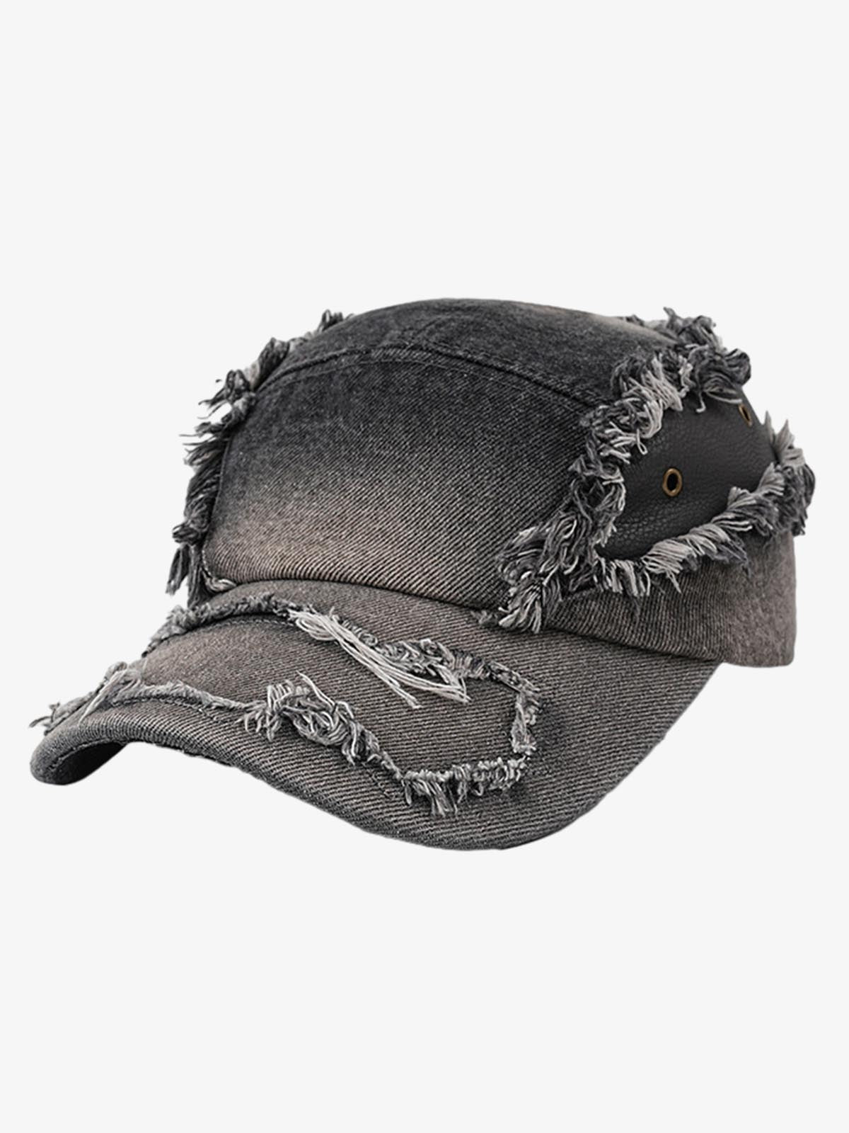 Ripped Denim Baseball Cap in Washed Cotton