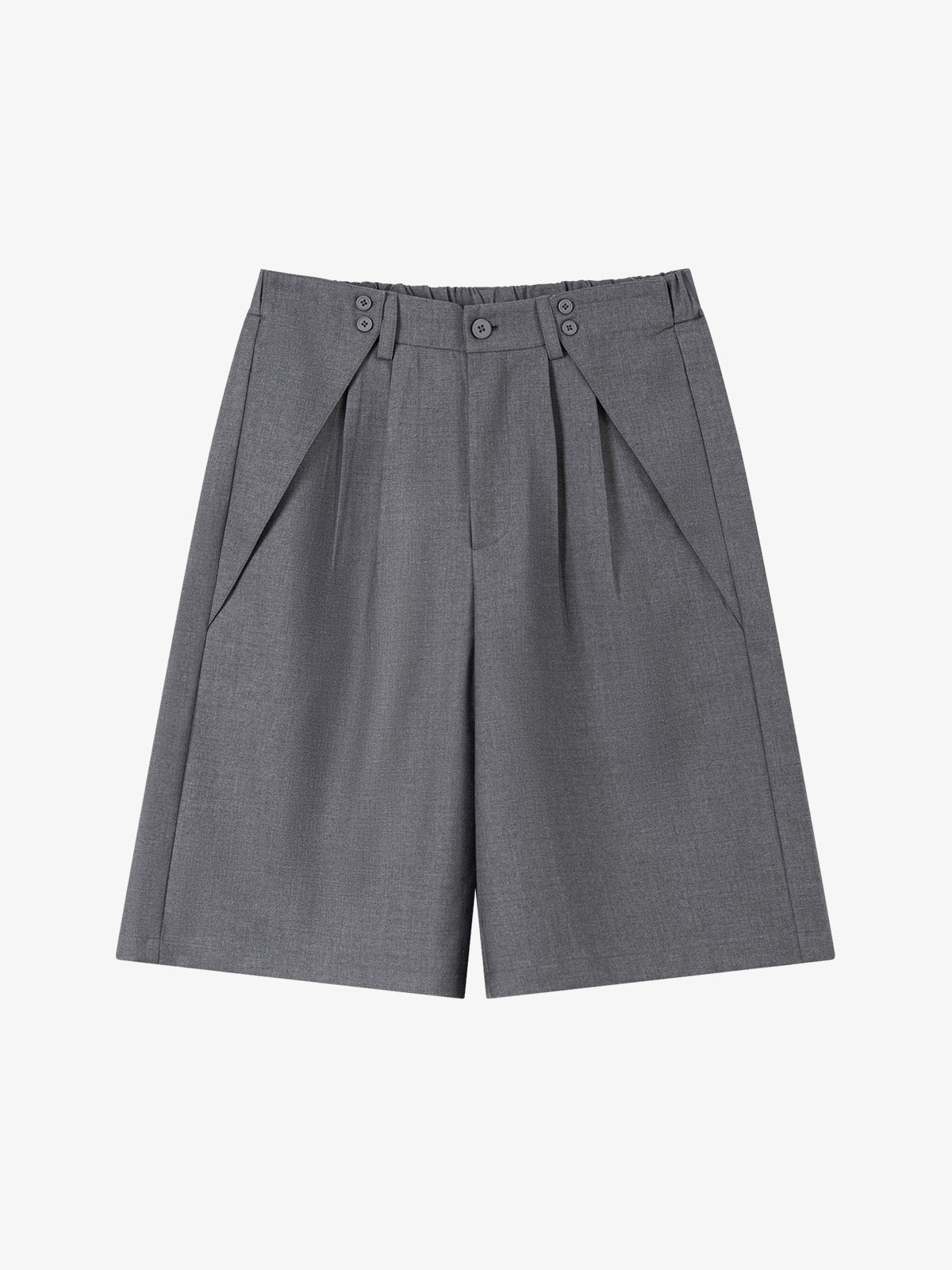 Revelse™  Pleated Tailored Shorts in Grey for Smart Casual Wear
