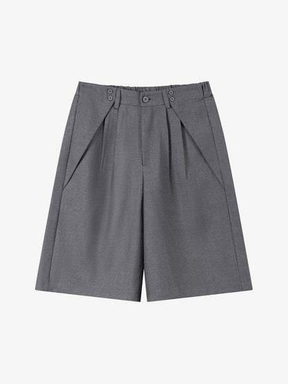 Revelse™  Pleated Tailored Shorts in Grey for Smart Casual Wear