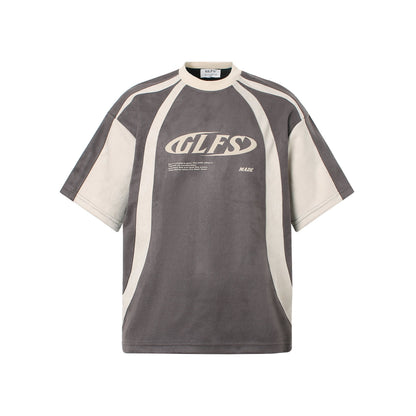 Color Blocking Retro Style Graphic T-Shirt