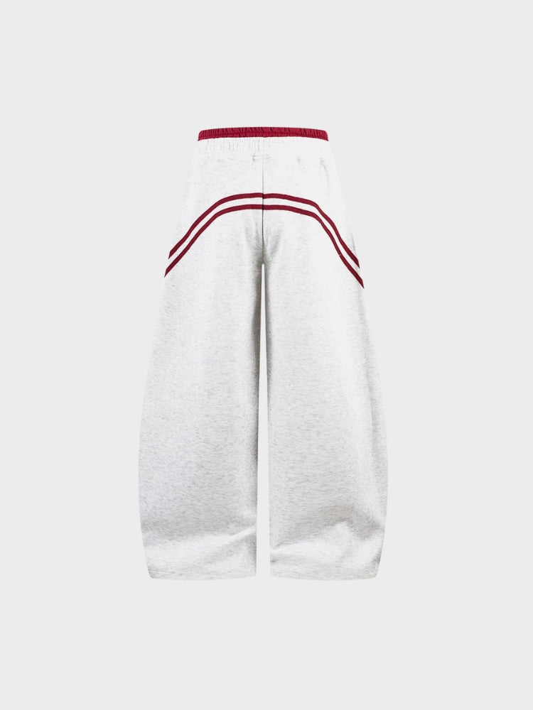 Cotton Blend Balloon-Leg Joggers with Contrast Waistband