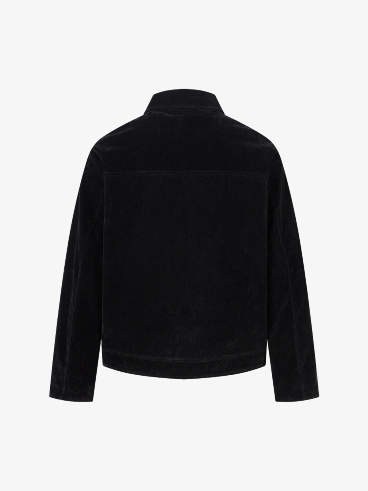 Retro Suede Bomber Jacket with Metal Button Lapel