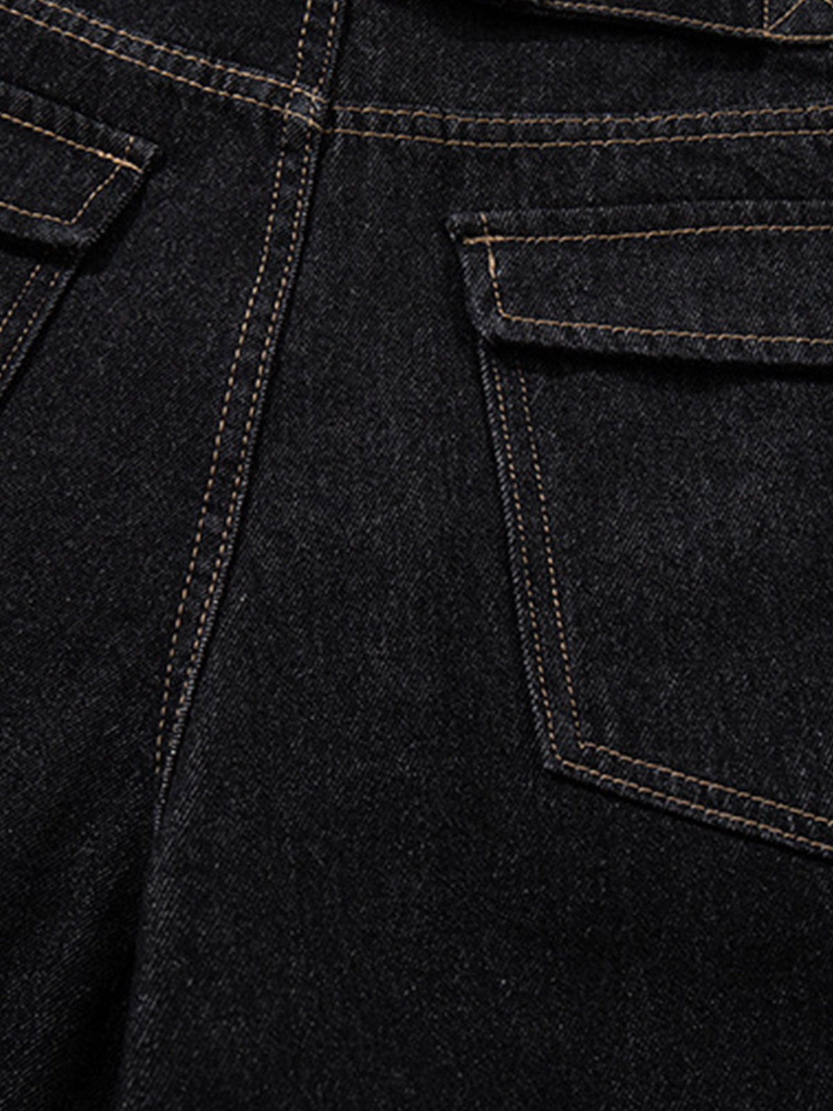 Dark wash denim shorts styled to show classic fit and clean finish