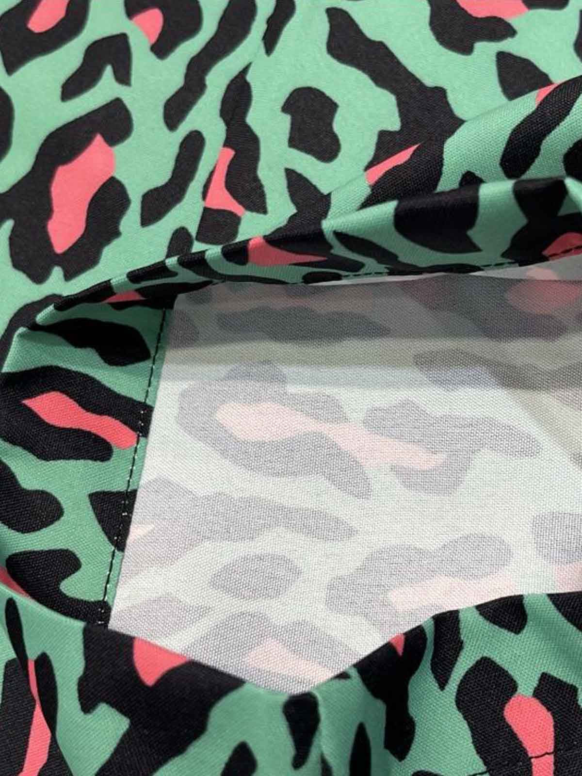 Revelse™  Faux Fur Leopard Print Boxy Shirt Green