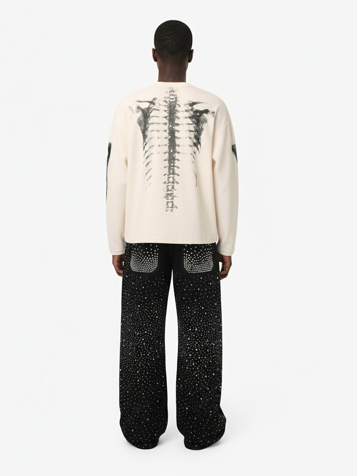 Skeleton Graphic Waffle Knit Sweatshirt