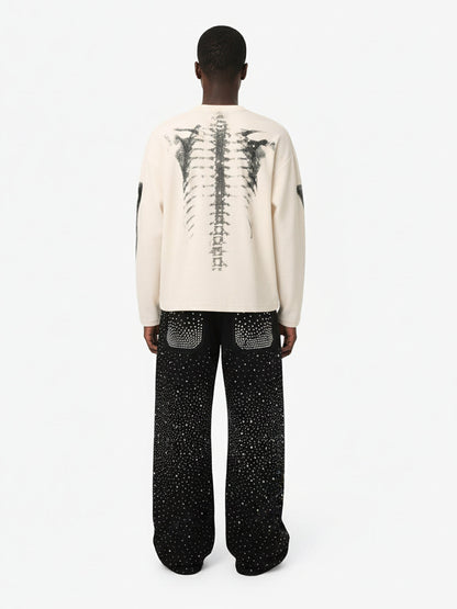Skeleton Graphic Waffle Knit Sweatshirt