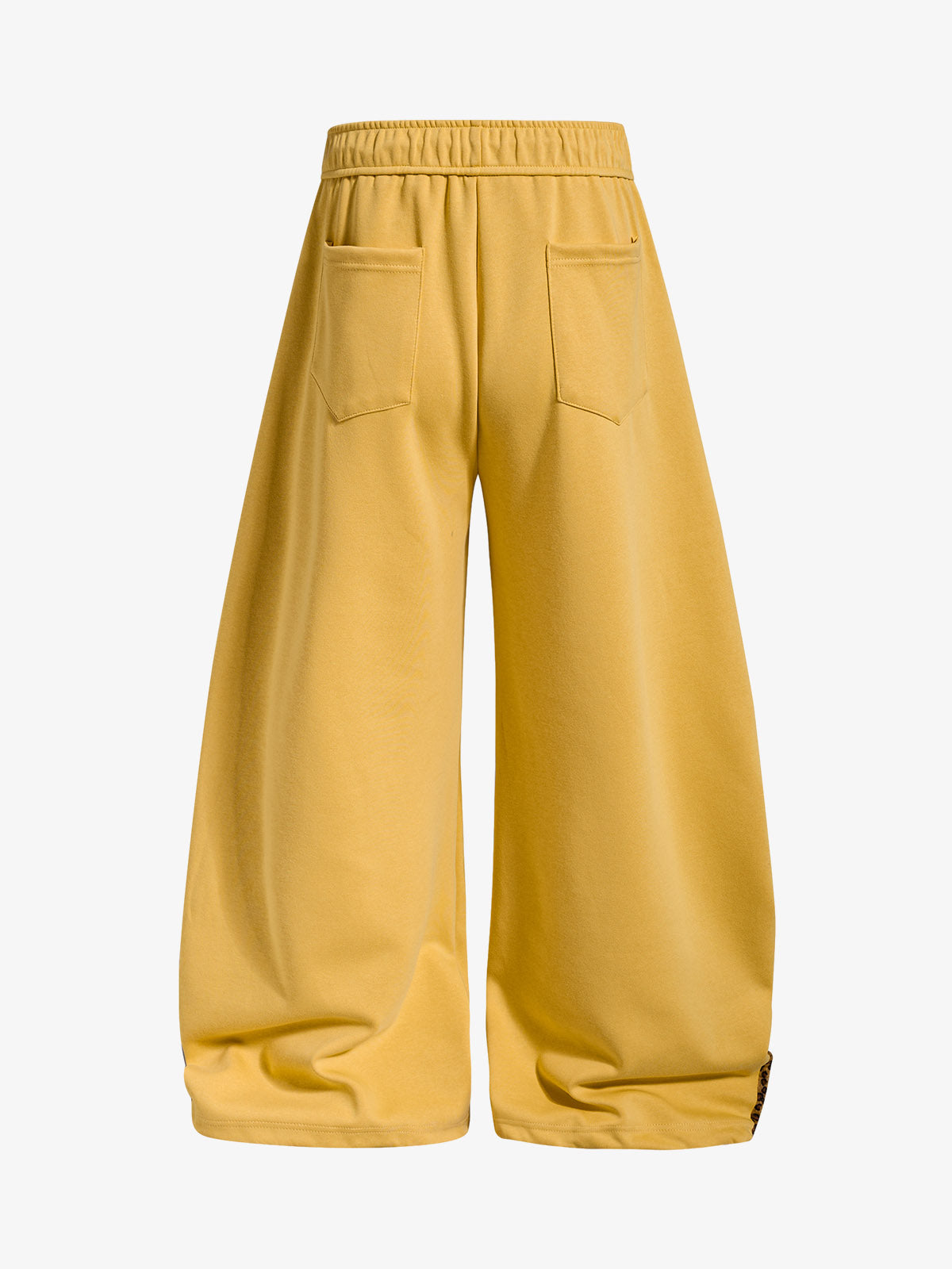 Leopard print graphic wide-leg sweatpants shown from the back