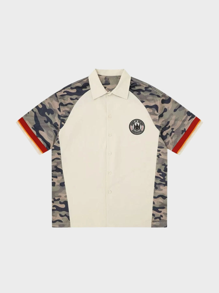 Revelse™ Cotton Blend Camo Panel Football Mesh Tee