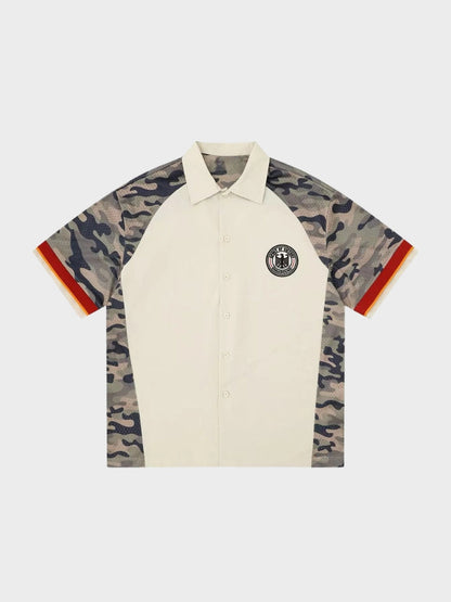 Revelse™ Cotton Blend Camo Panel Football Mesh Tee
