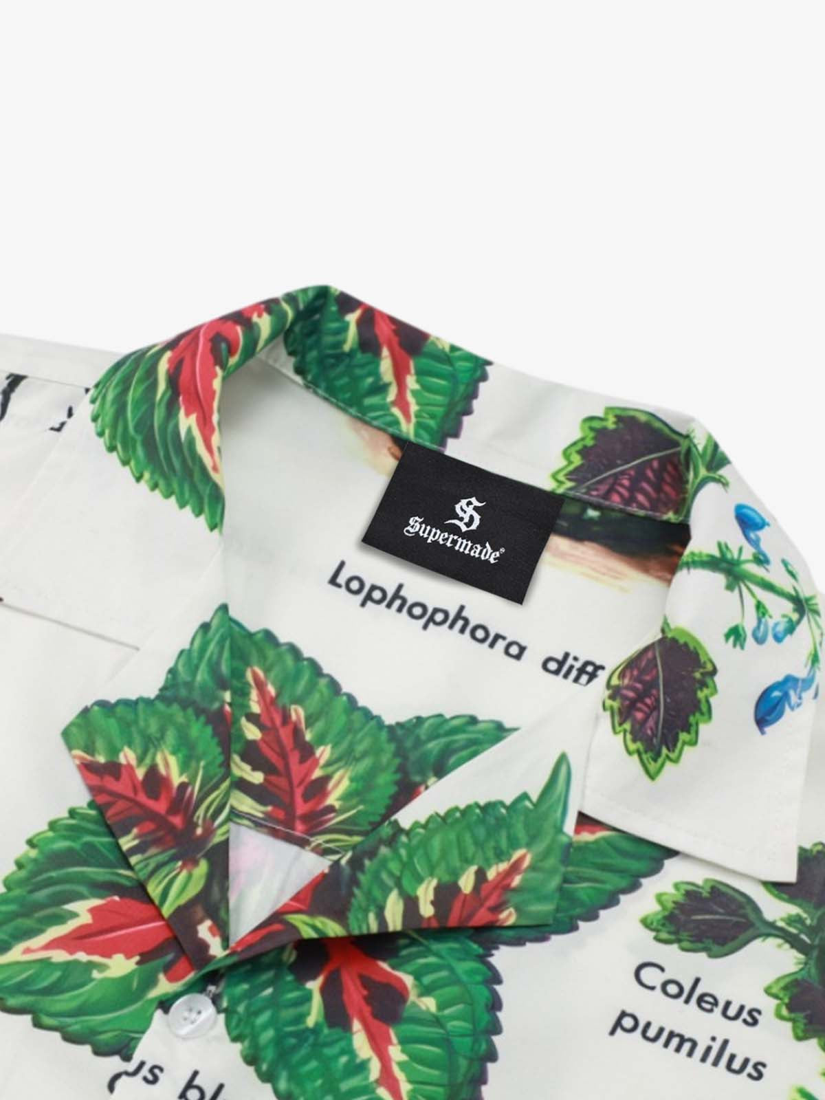 Revelse™  Cotton Blend Camp Collar Boxy Shirt Botanical Print