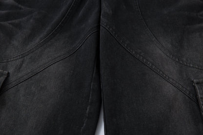 Distressed Washed Multi-Pocket Denim Jeans