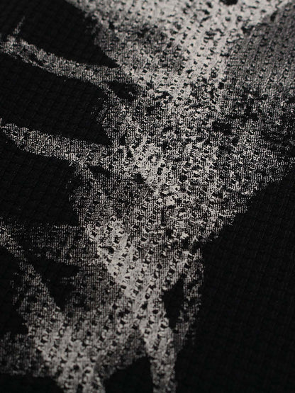 Skeleton Graphic Waffle Knit Sweatshirt
