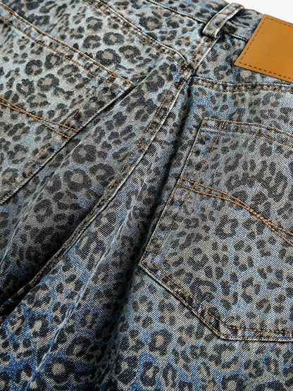 Revelse™ Leopard Print Denim Barrel Jeans