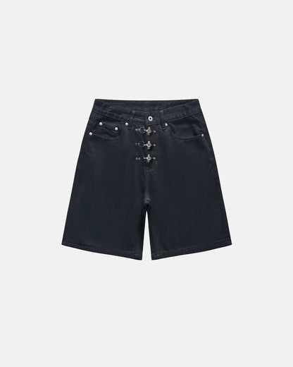 Men's Denim Metal Buckle Baggy Jorts