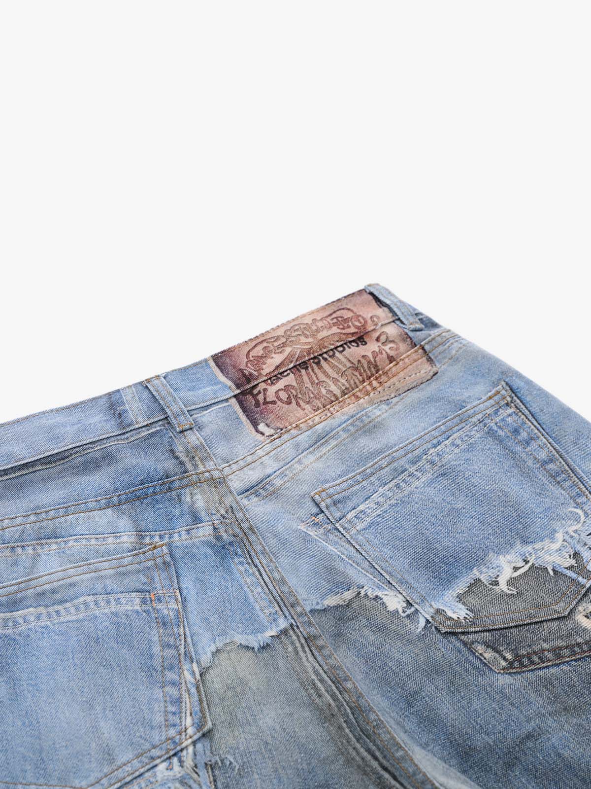 Revelse™  Deconstructed Distressed Denim Shorts Blue
