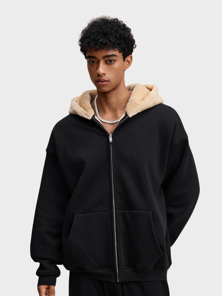 Full-Zip Fleece Hoodie Loose Fit