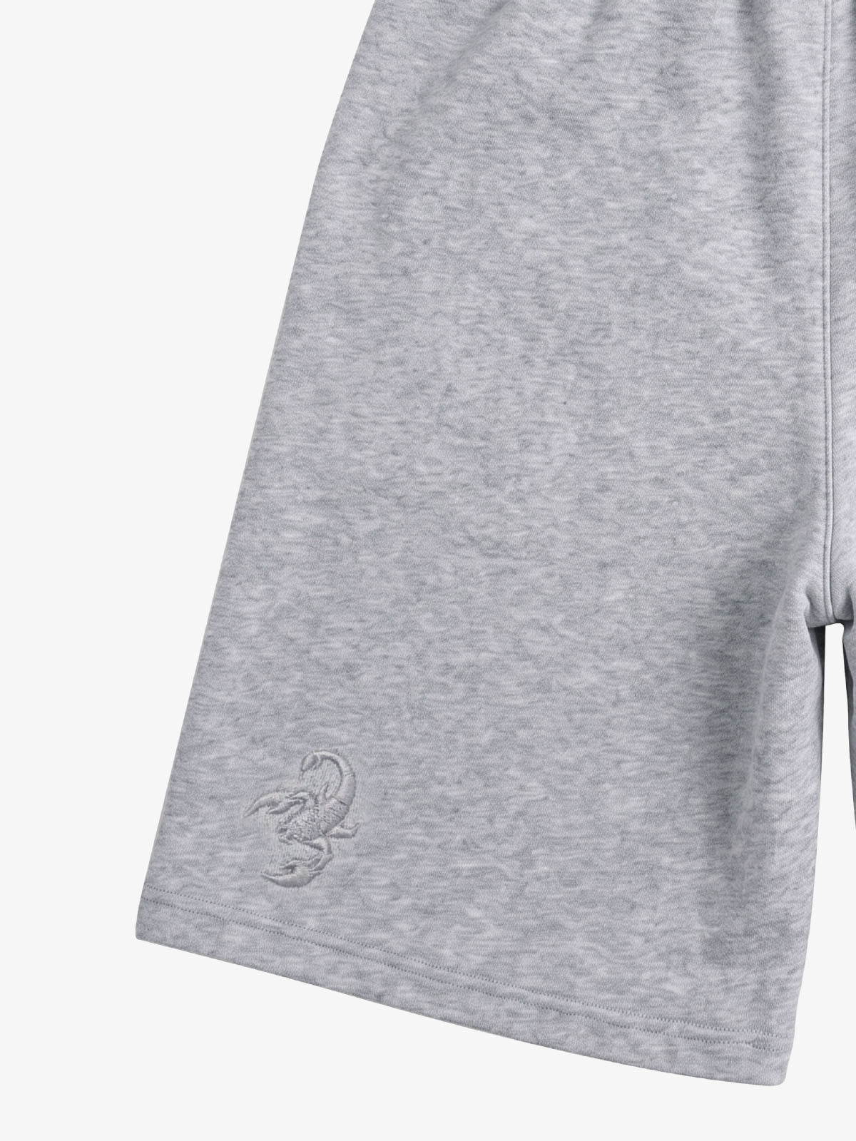 Angled front view of logo embroidered double waist jogger shorts
