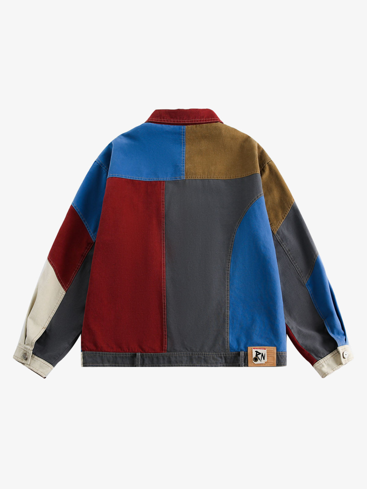 Retro patchwork work jacket with contrasting colour panels
