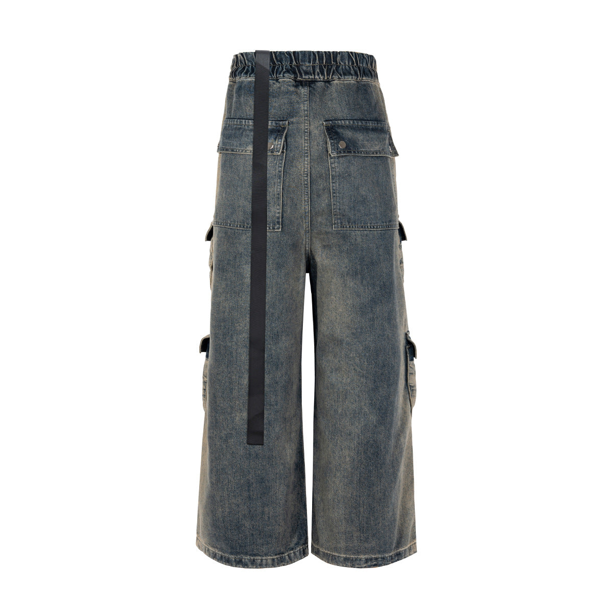 Wide Leg Multi-Pocket Loose Fit Straight Jeans