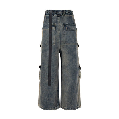 Wide Leg Multi-Pocket Loose Fit Straight Jeans