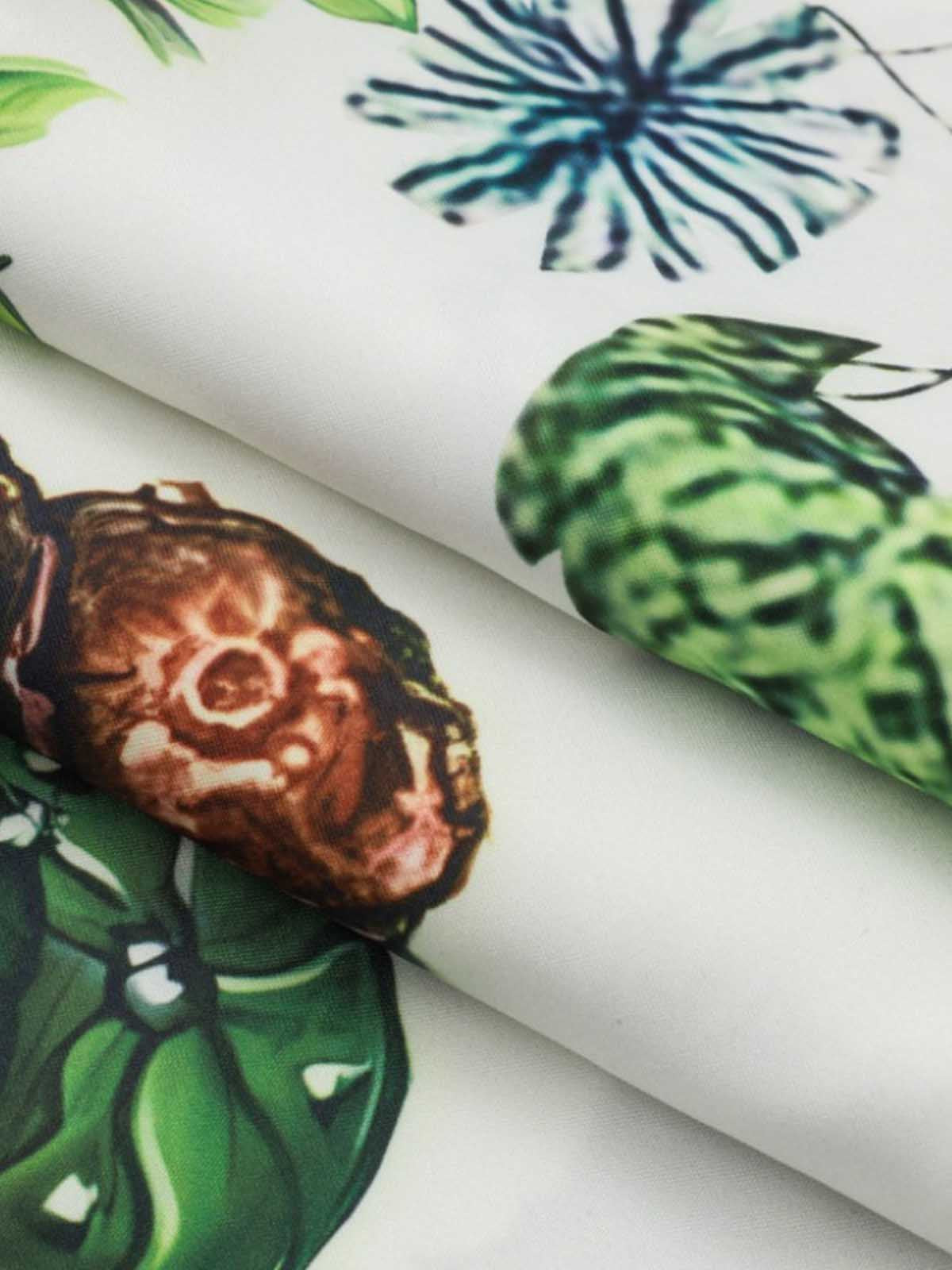 Revelse™  Cotton Blend Camp Collar Boxy Shirt Botanical Print