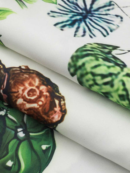 Revelse™  Cotton Blend Camp Collar Boxy Shirt Botanical Print