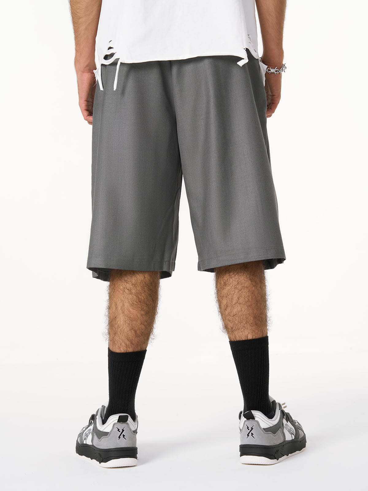 Revelse™  Pleated Wide-Leg Baggy Shorts With Pendant Decoration