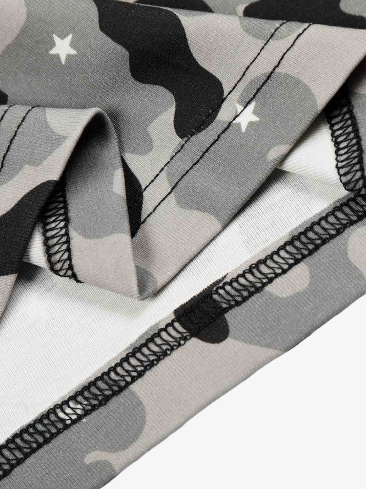 Camo Half Zip Hooded Mid Sleeve T-Shirt for Men