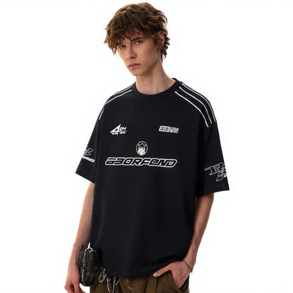 Oversized Varsity Racing Graphic T-Shirt