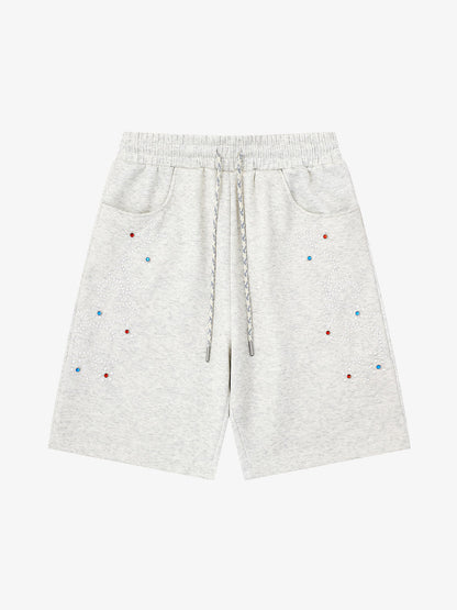 Revelse™  Rhinestone Graphic Jersey Knit Shorts