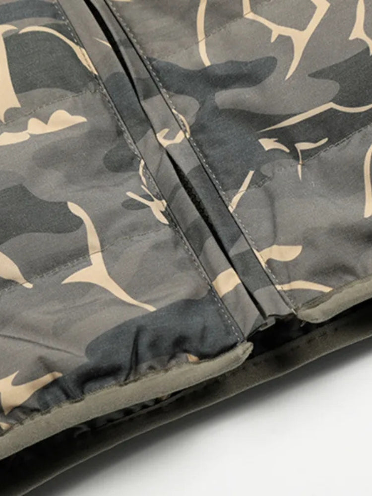 Camouflage Insulated Quilted Jacket With Side Zipper
