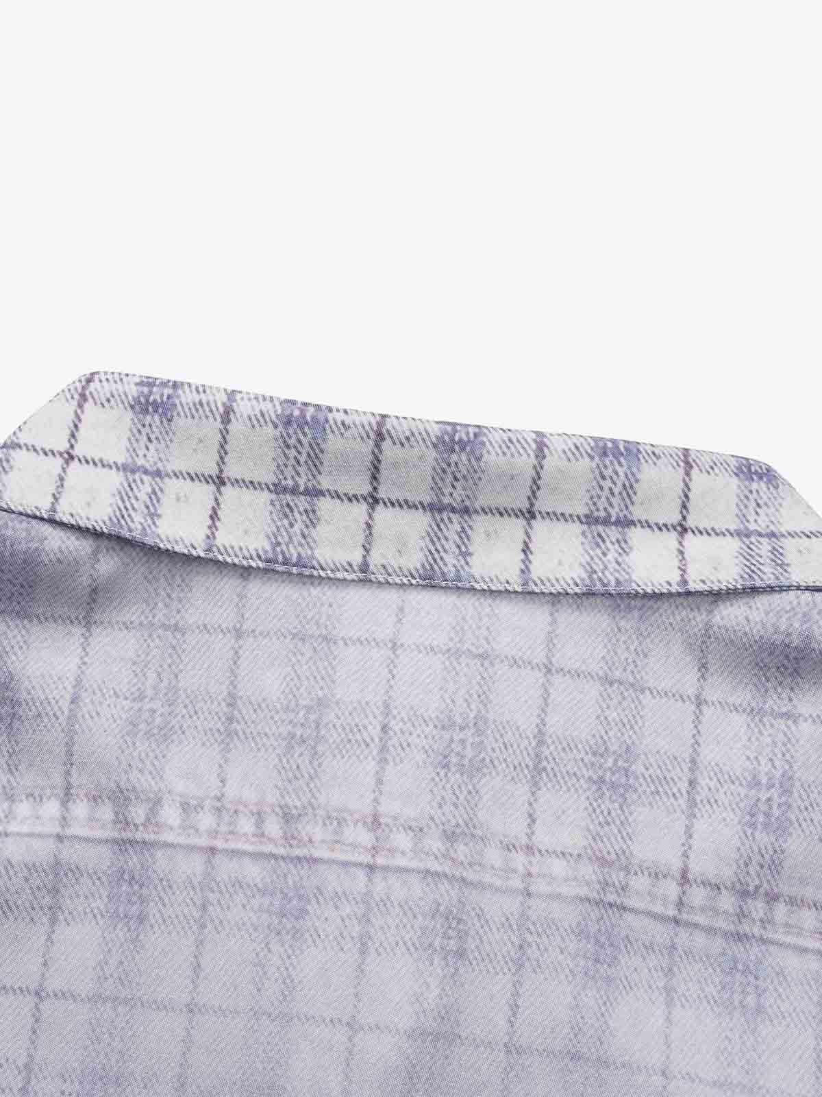Revelse™ Vintage Washed Plaid Denim Texture Shirt Blue