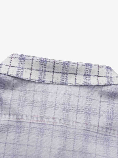 Revelse™ Vintage Washed Plaid Denim Texture Shirt Blue