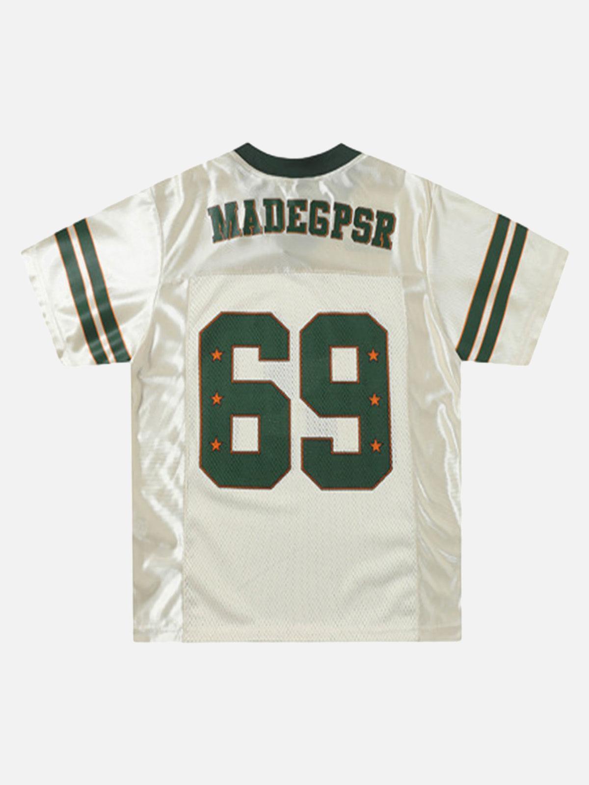 Sports Jersey T-Shirt Beige With Green Number 69