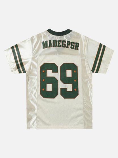 Sports Jersey T-Shirt Beige With Green Number 69