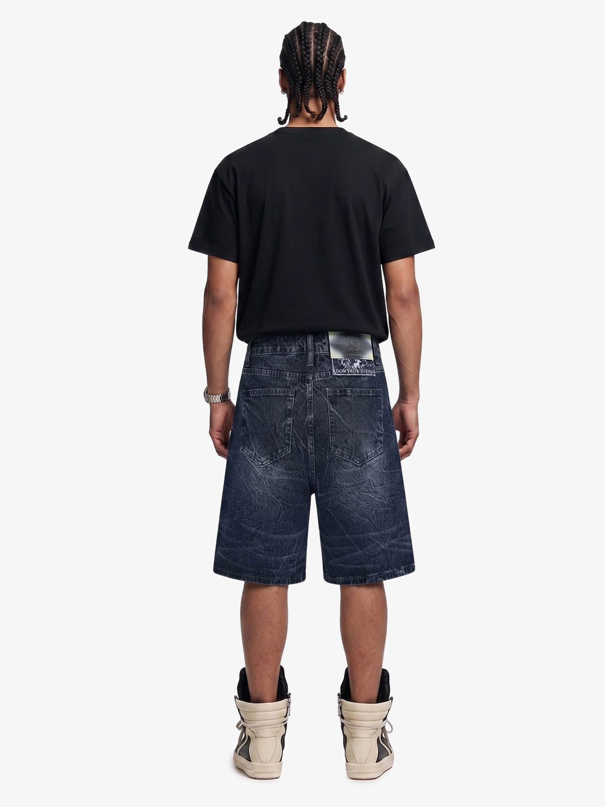 Revelse™ Wide Leg Washed Denim Shorts Blue