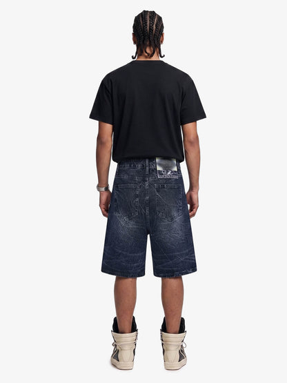 Revelse™ Wide Leg Washed Denim Shorts Blue