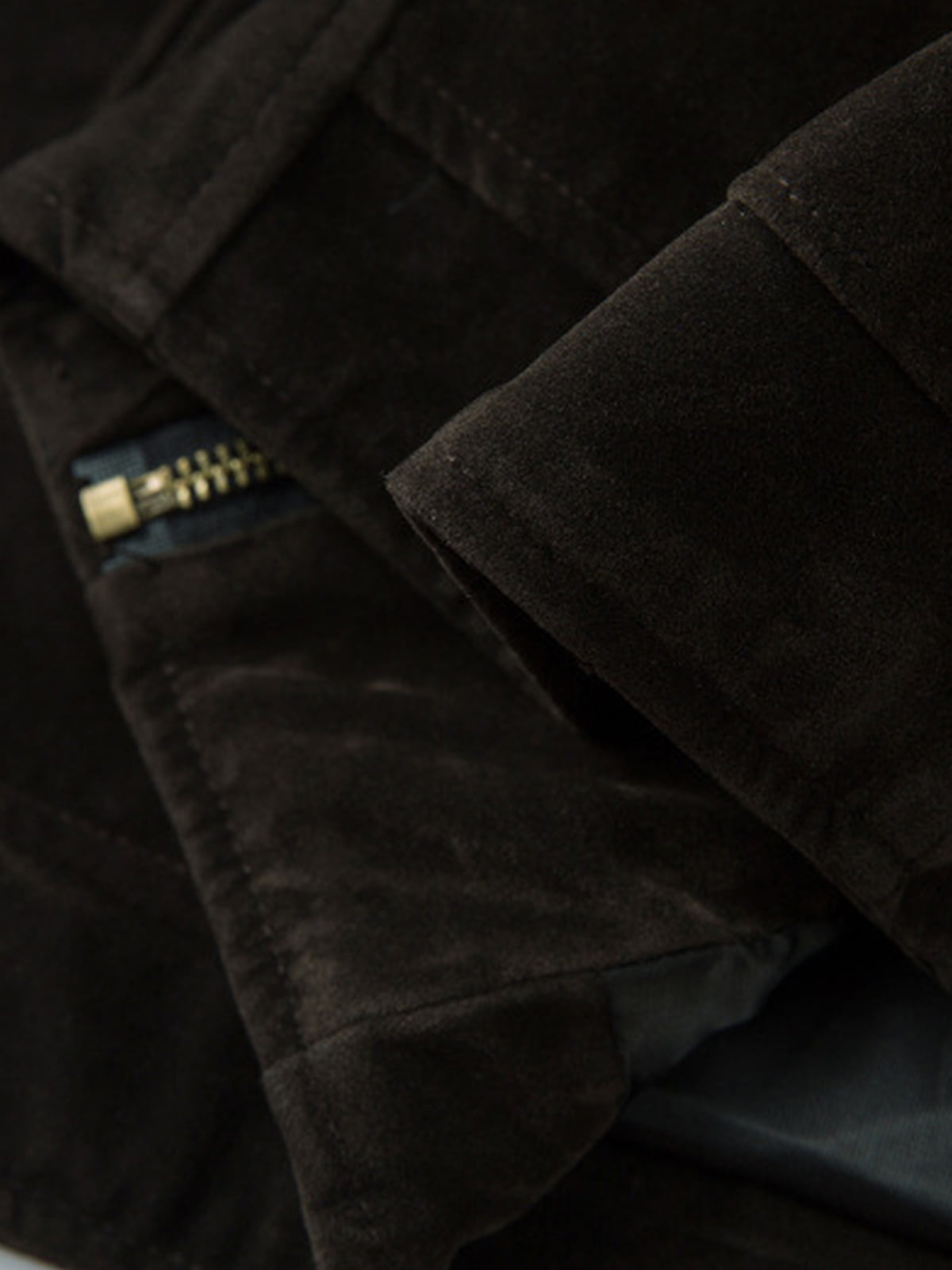 Retro Suede Bomber Jacket with Metal Button Lapel