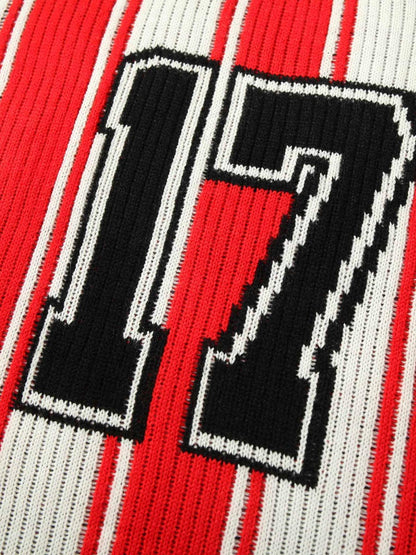Revelse™ Vintage Striped Baseball Knit Sweater Red